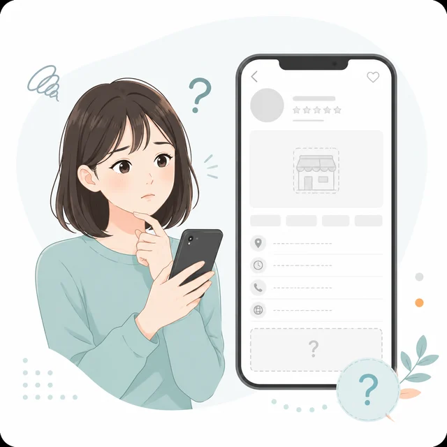 情報が見つからず困っている人のイラスト