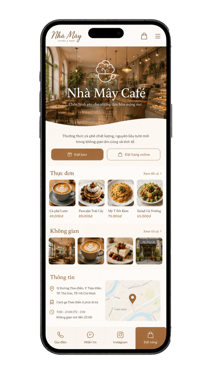 スマホで表示した店舗サイトのサンプル